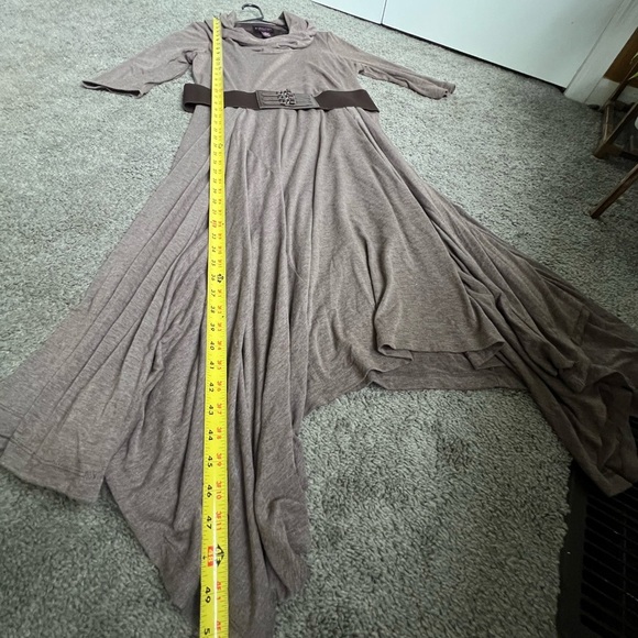 Robbie Bee Taupe High Low Dress with Belt - Picture 5 of 7